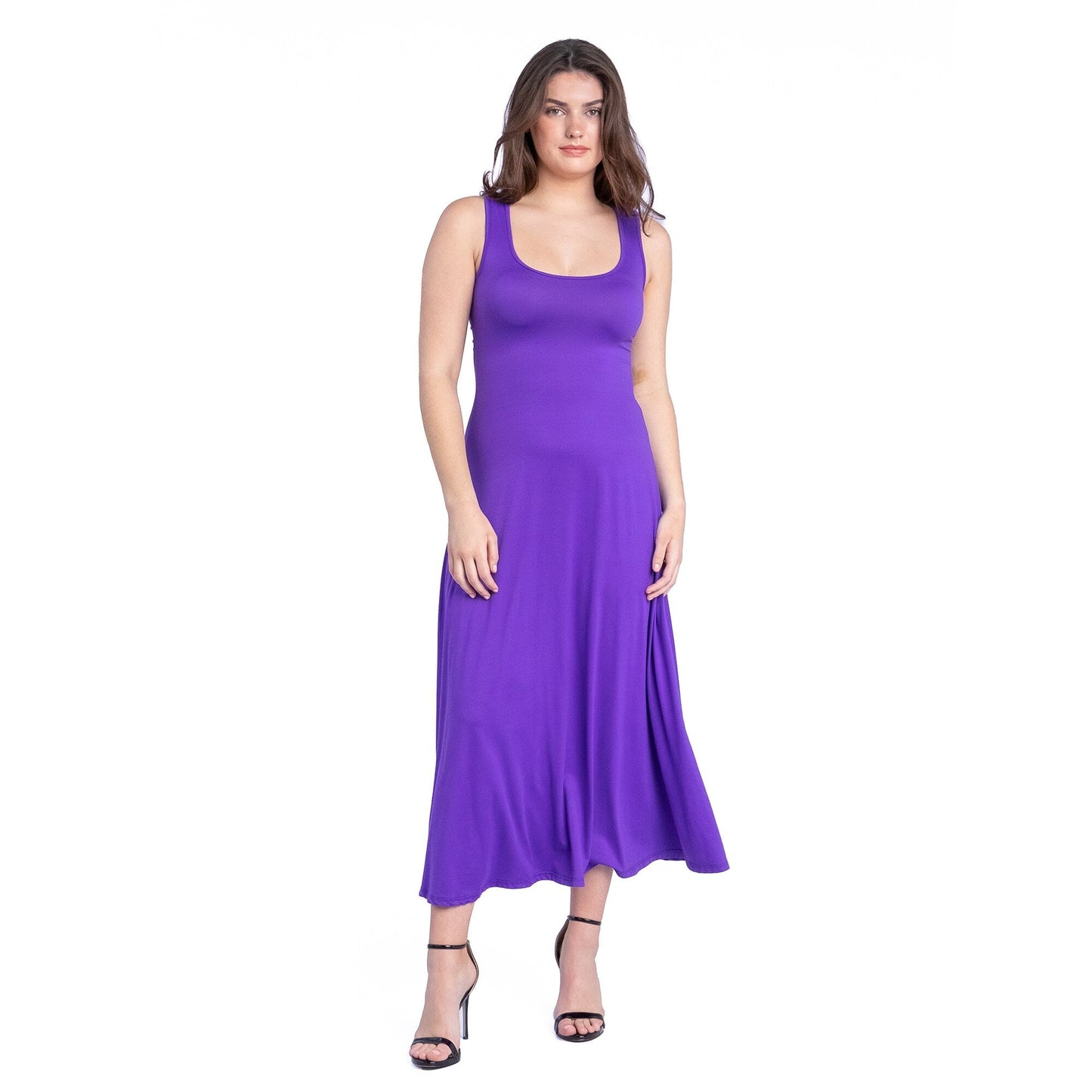 24seven Comfort Apparel Slim Fit A Line Sleeveless Maxi Dress