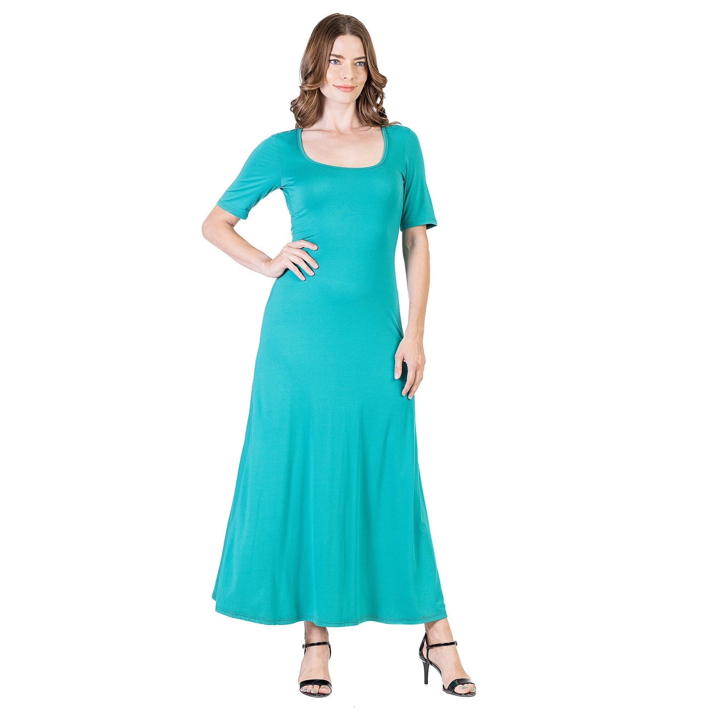 24seven Comfort Apparel Womens Casual Maxi Dress With Sleeves
