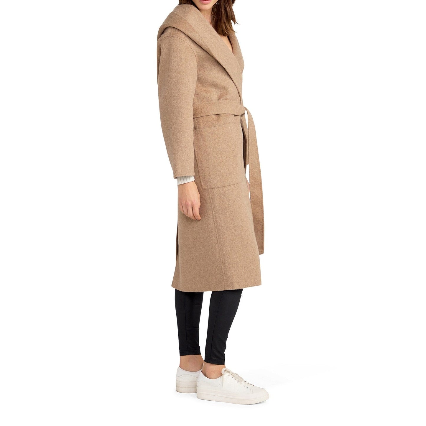 Arcadia Wool Blend Oversided Coat with Hood