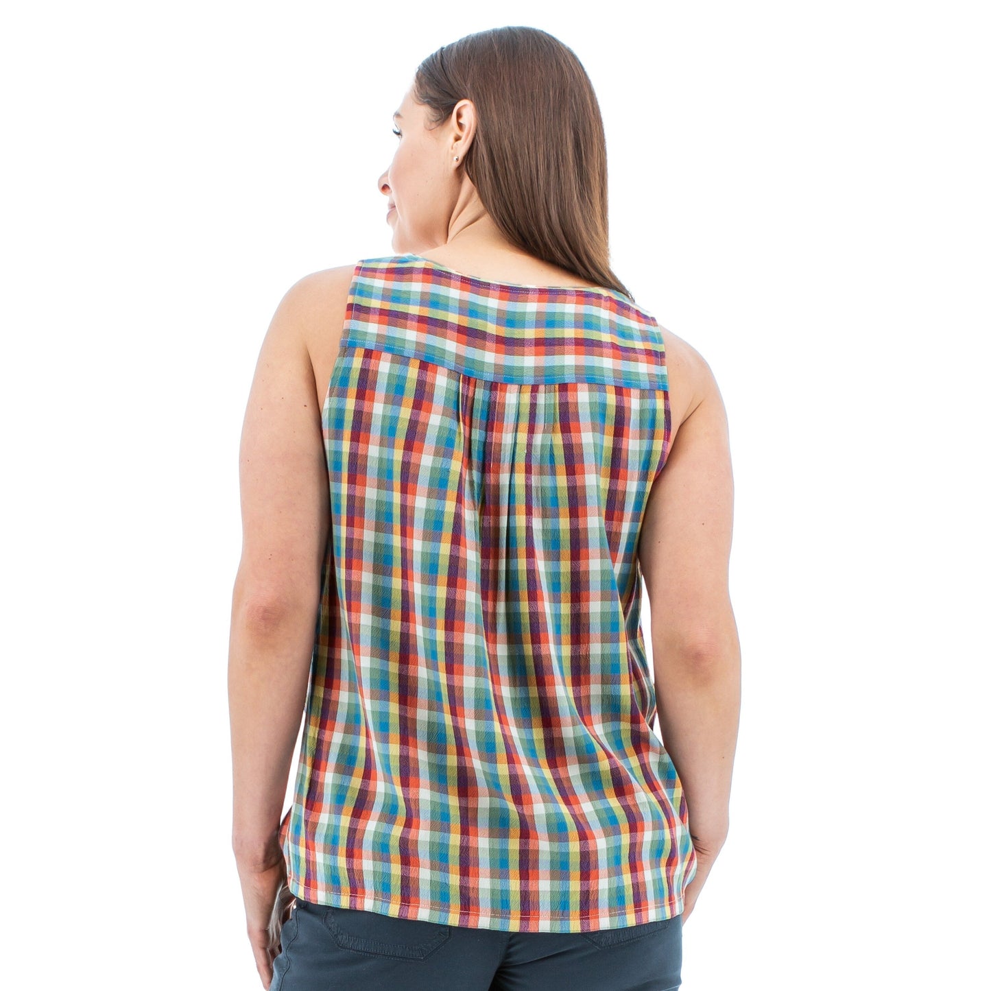 Aventura Women s Avery Keyhole Plaid Tank Top