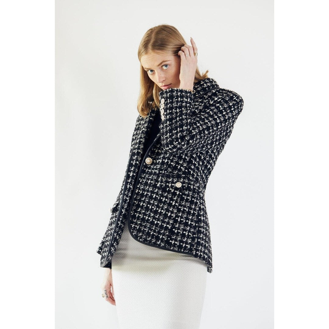 Black White Tweed Checkers Jacket