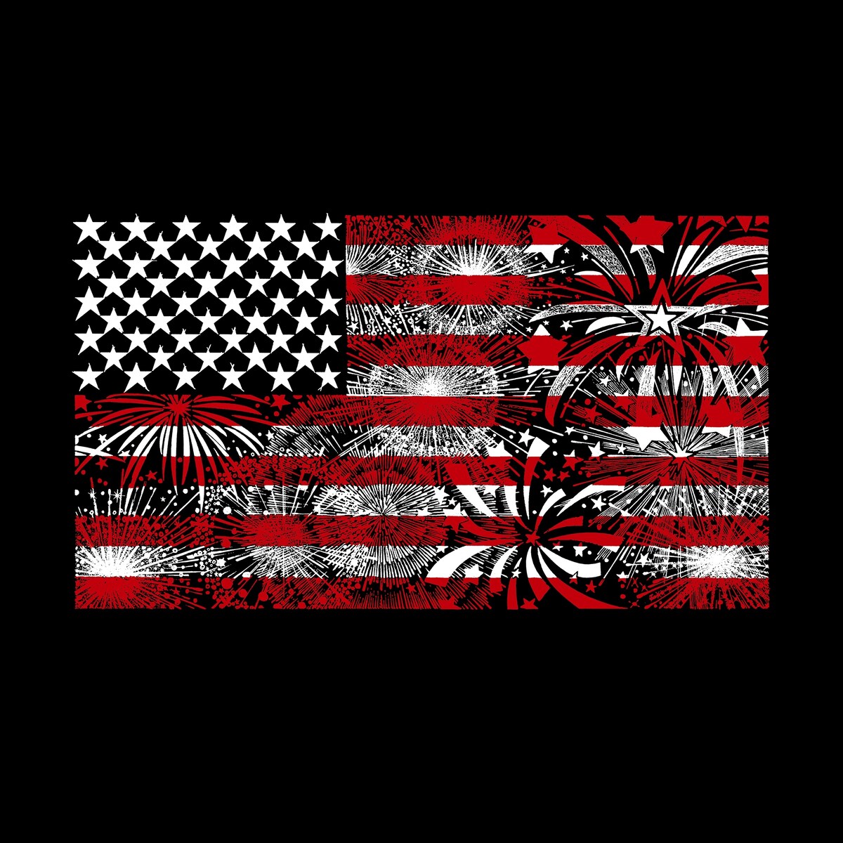 LA Pop Art Women s Word Art T-Shirt Fireworks American Flag