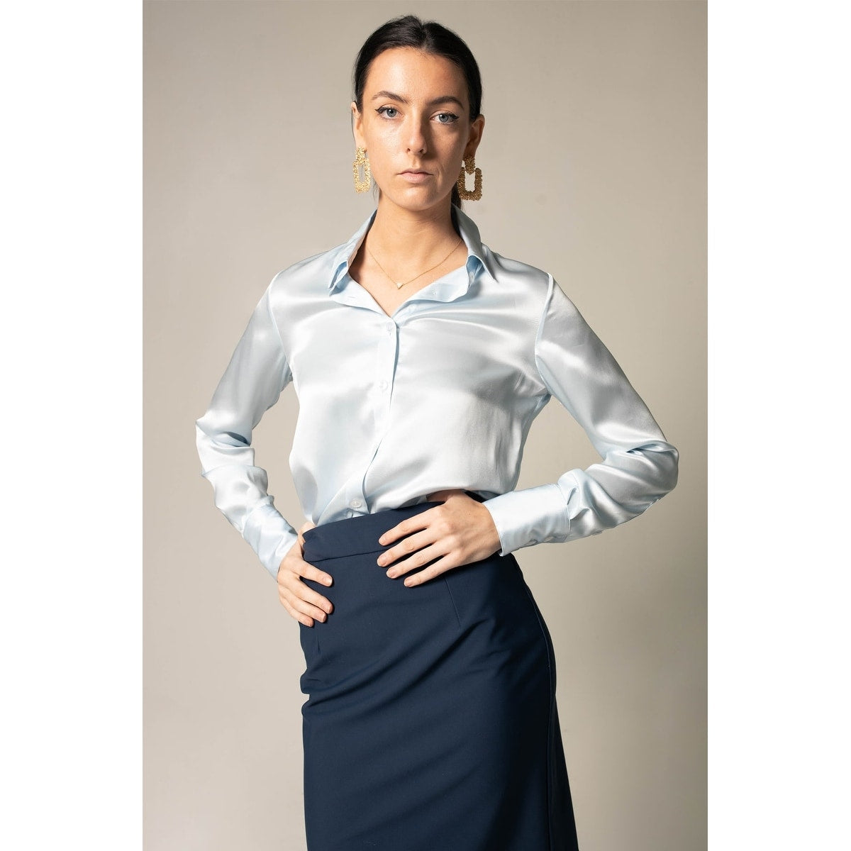 Luxe Silk Blouse in Blue
