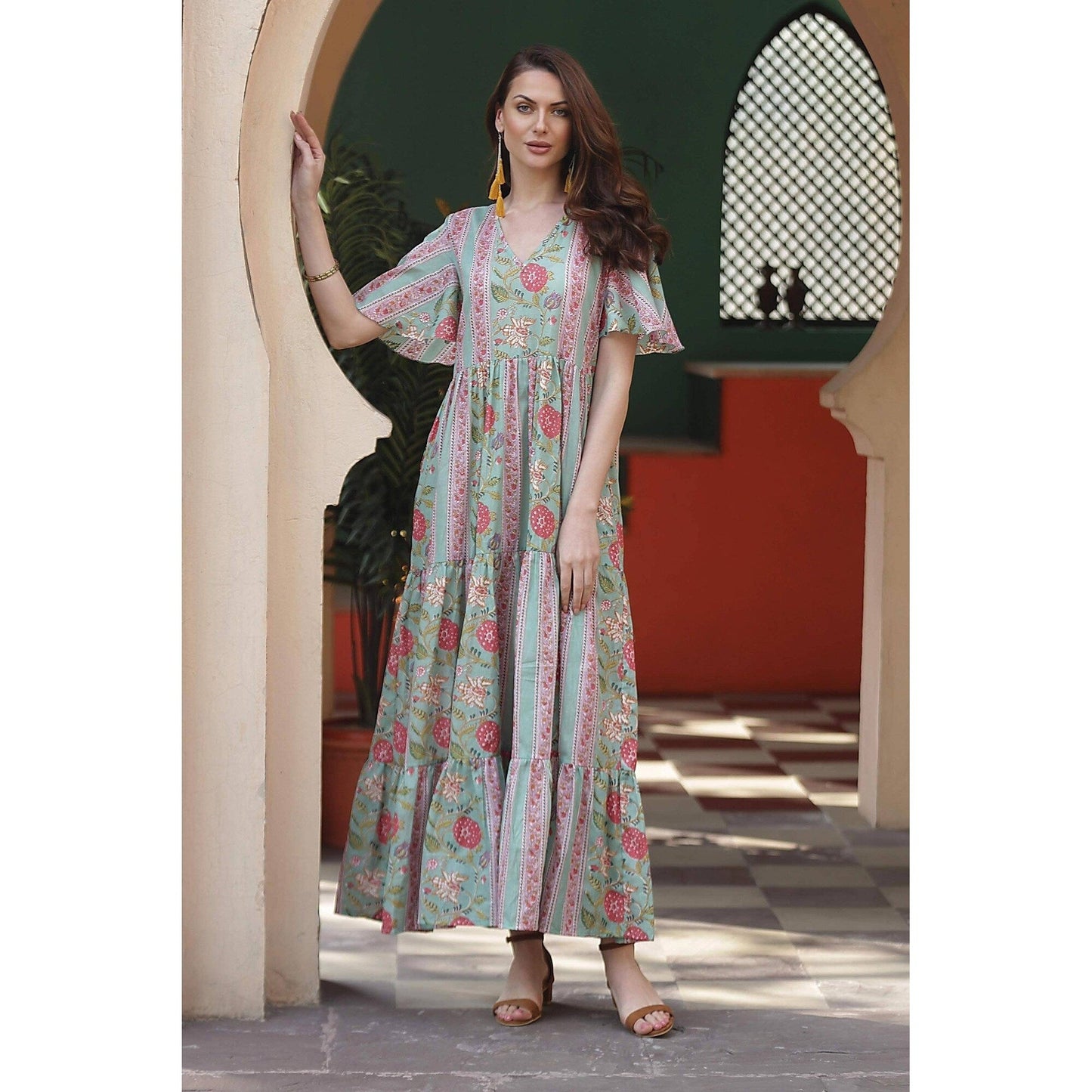 NOVICA Cotton maxi dress Floral Symphony