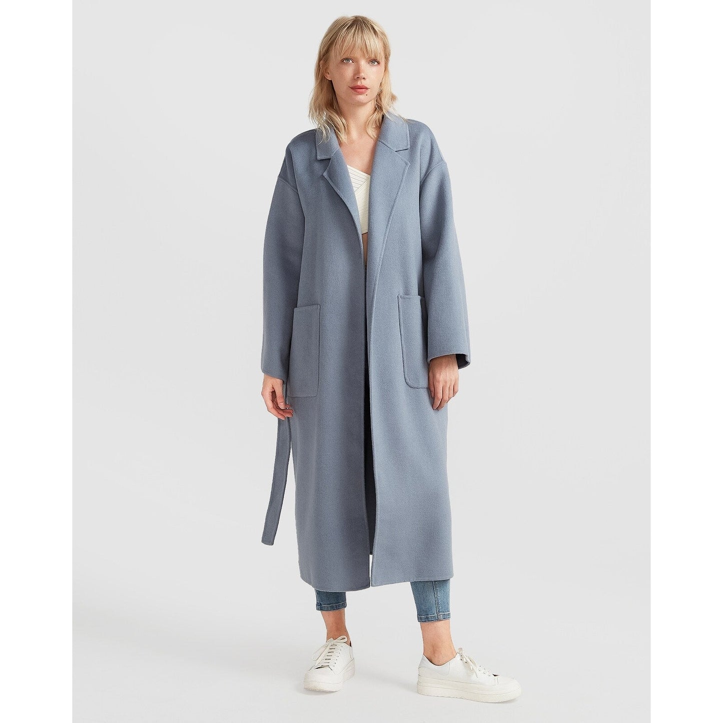 Wide Awake Wool Blend Split Hem Overcoat