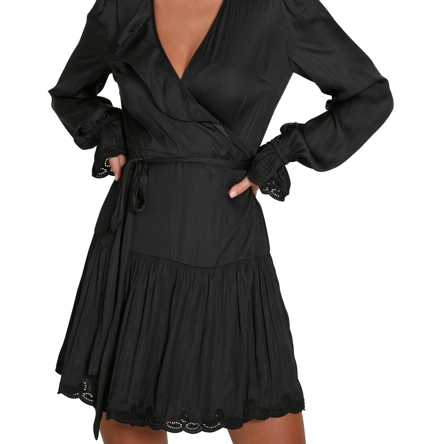 Wild Flower Embroidered Wrap Dress