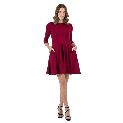 24seven Comfort Apparel Perfect Fit and Flare Pocket Dress