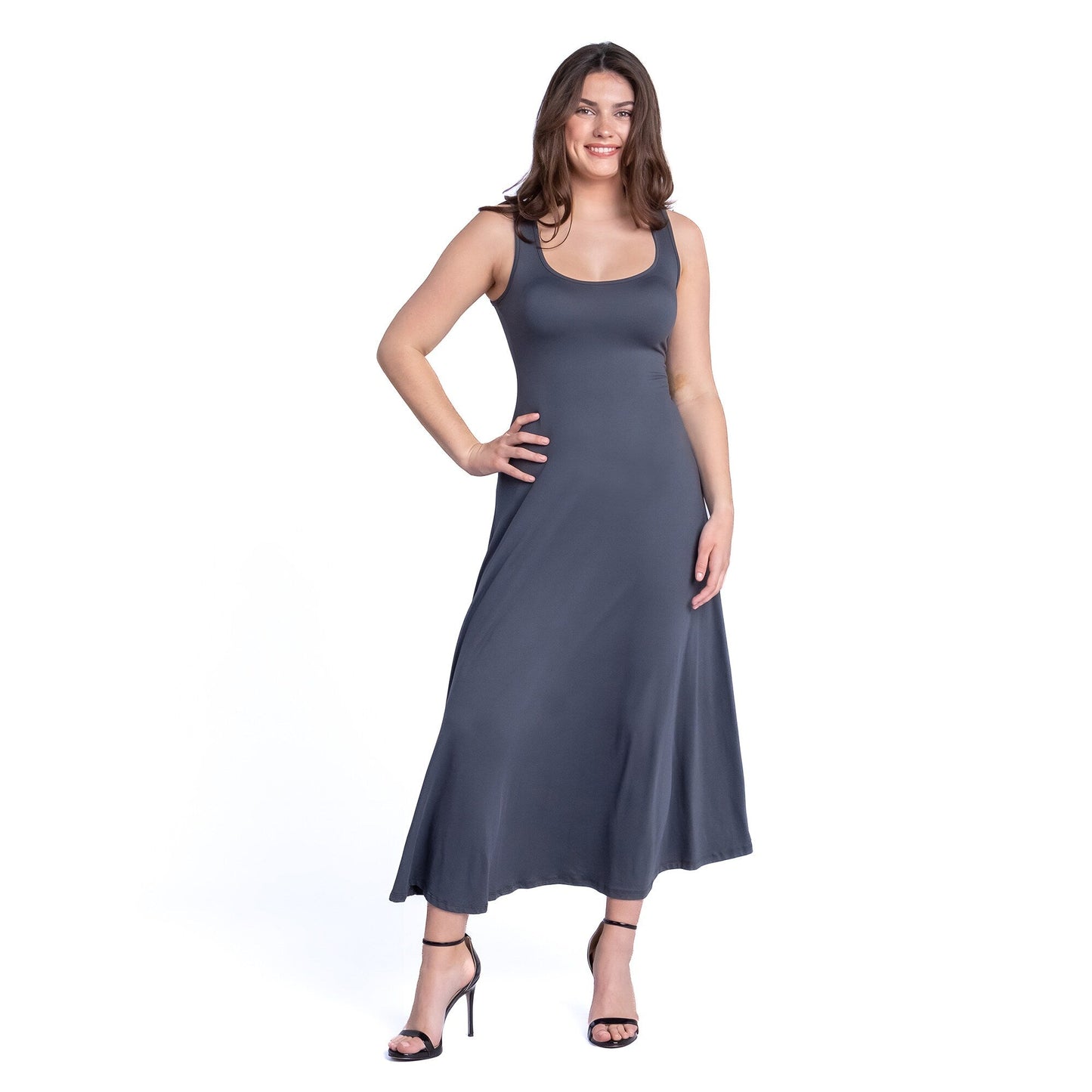 24seven Comfort Apparel Slim Fit A Line Sleeveless Maxi Dress