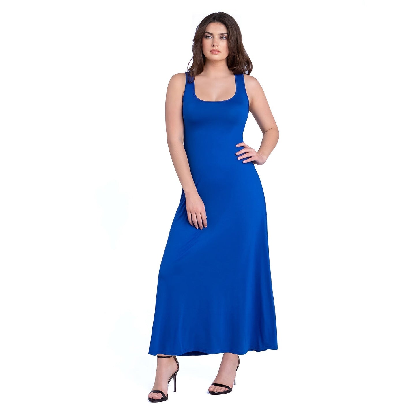 24seven Comfort Apparel Slim Fit A Line Sleeveless Maxi Dress