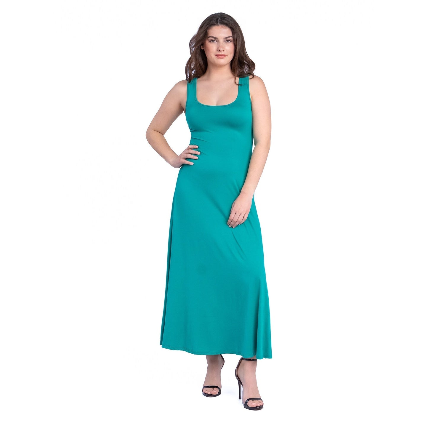 24seven Comfort Apparel Slim Fit A Line Sleeveless Maxi Dress