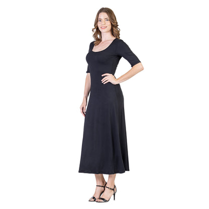 24seven Comfort Apparel Womens Casual Maxi Dress With Sleeves