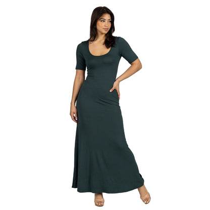 24seven Comfort Apparel Womens Casual Maxi Dress With Sleeves