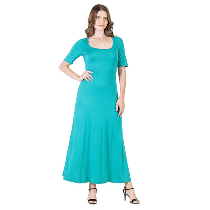 24seven Comfort Apparel Womens Casual Maxi Dress With Sleeves