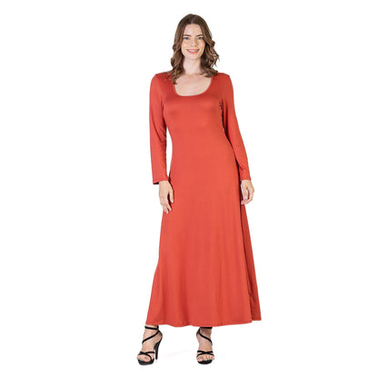 24seven Comfort Apparel Womens Long Sleeve Maxi Dress