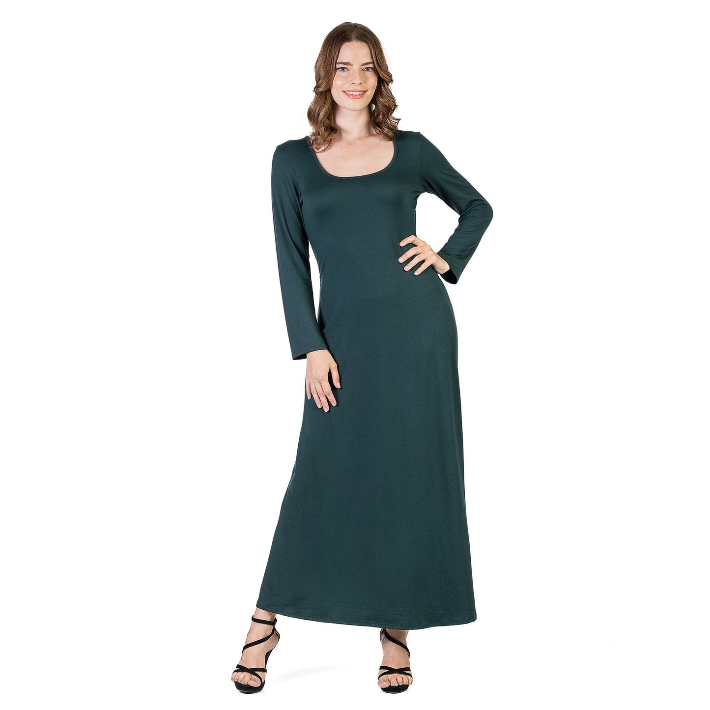 24seven Comfort Apparel Womens Long Sleeve Maxi Dress
