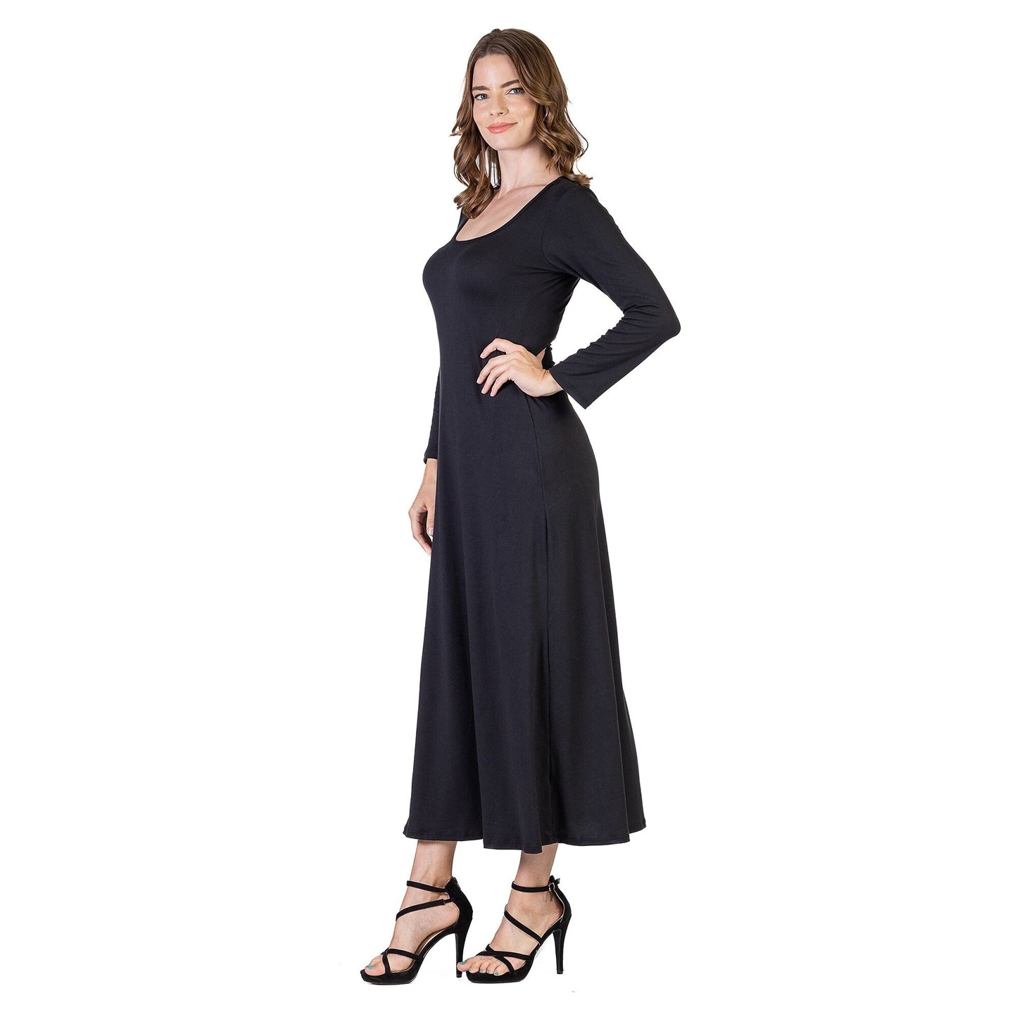 24seven Comfort Apparel Womens Long Sleeve Maxi Dress