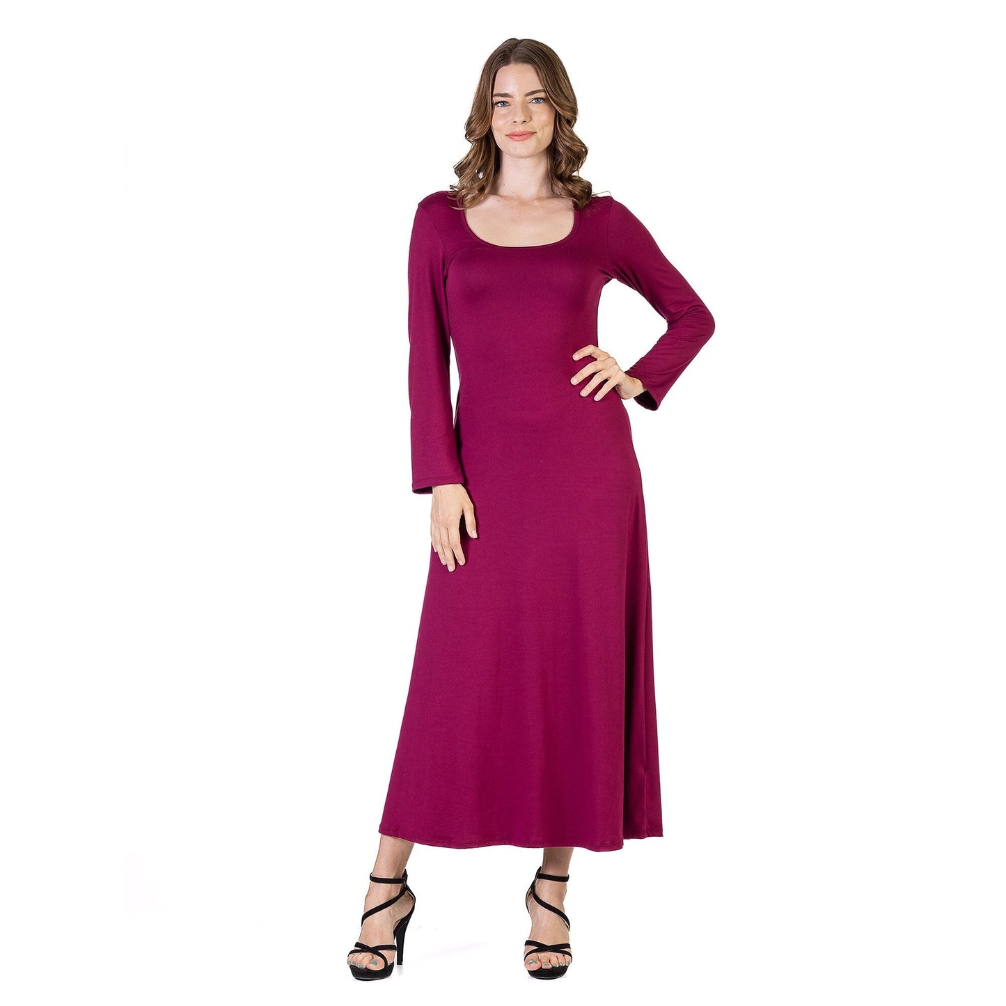 24seven Comfort Apparel Womens Long Sleeve Maxi Dress