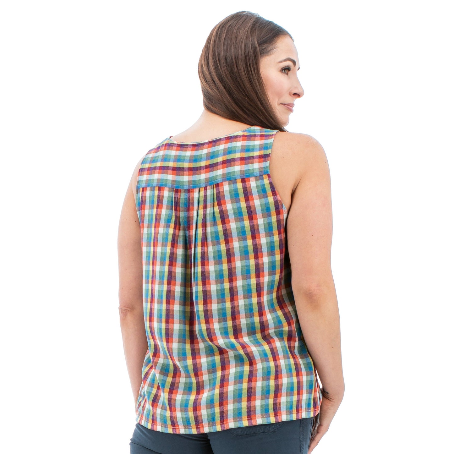 Aventura Women s Avery Keyhole Plaid Tank Top
