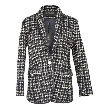 Black   White Tweed Checkers Jacket