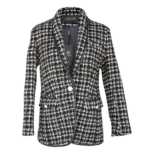 Black   White Tweed Checkers Jacket