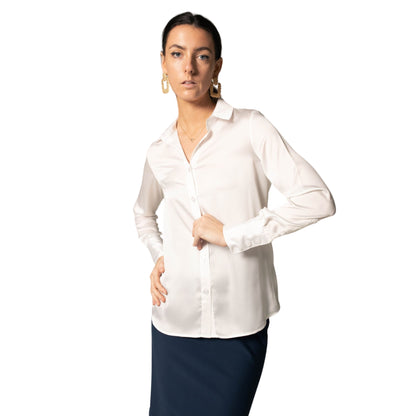 Elegance Silk Blouse in White