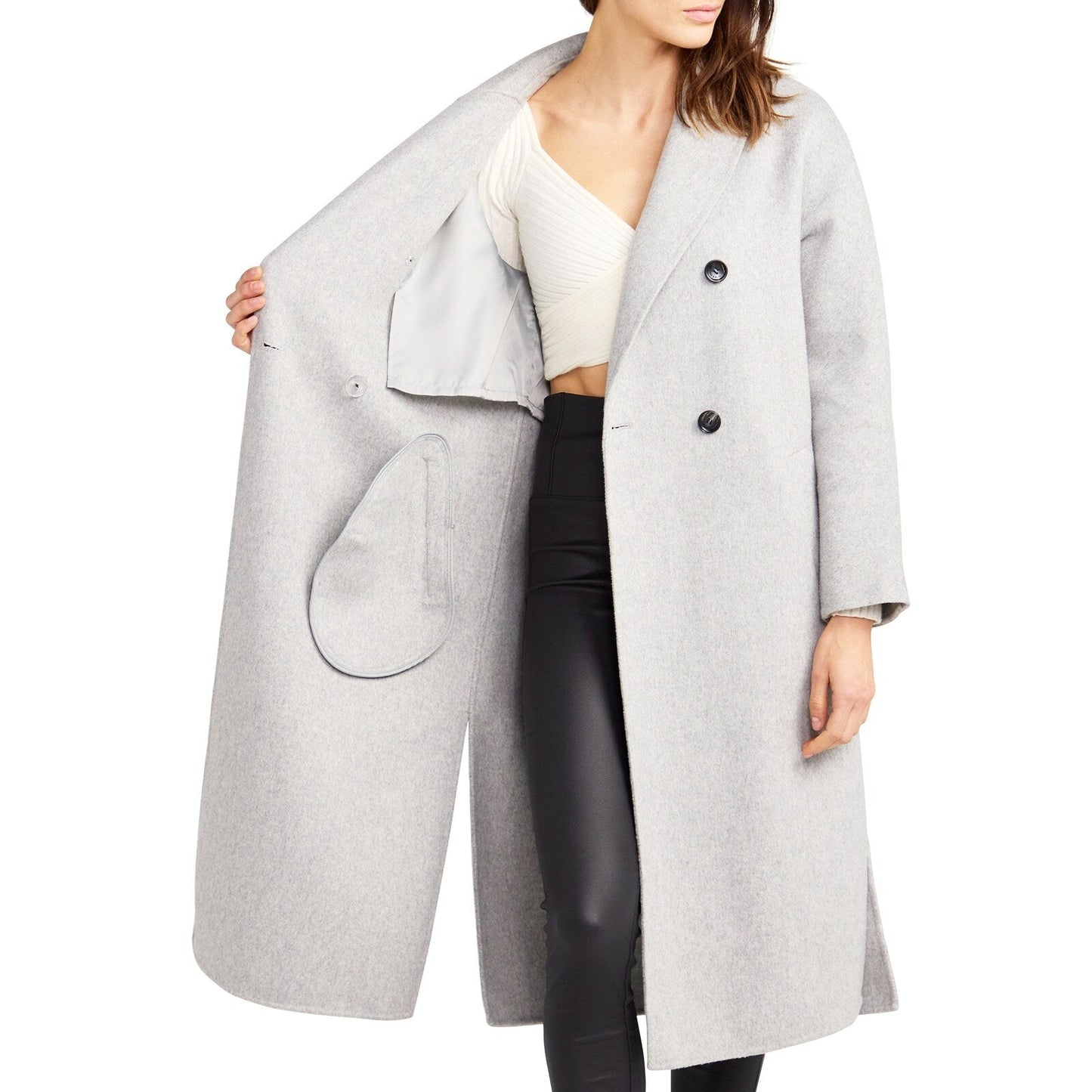 Guestlist Wool Blend Oversized Double Breasted Coat