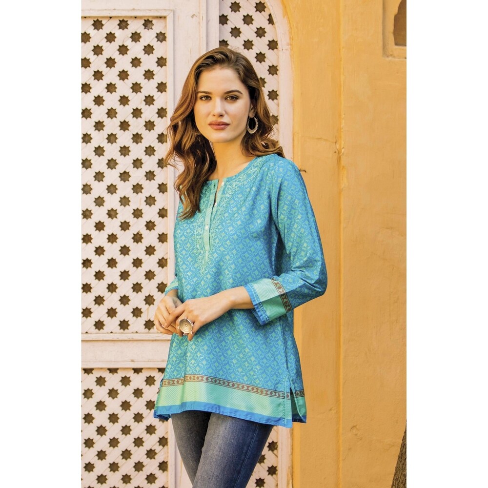 Handmade Flowers of The Sea Embroidered Tunic (india)
