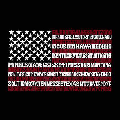 LA Pop Art Women s Premium Blend Word Art T-shirt   50 States USA Flag
