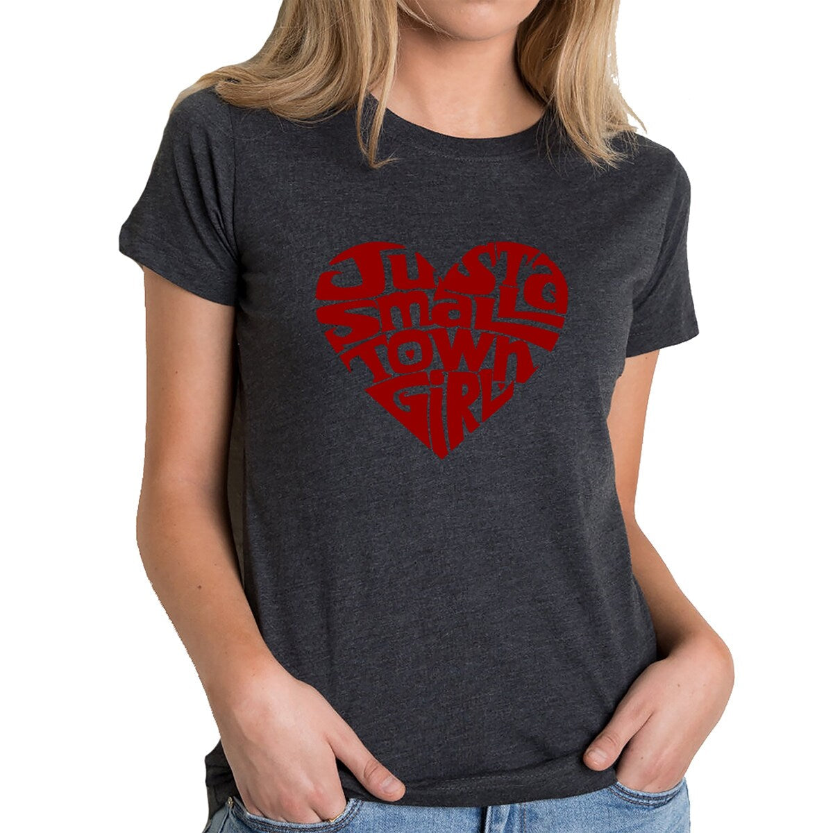 LA Pop Art Women s Premium Blend Word Art T-shirt   Just a Small Town Girl