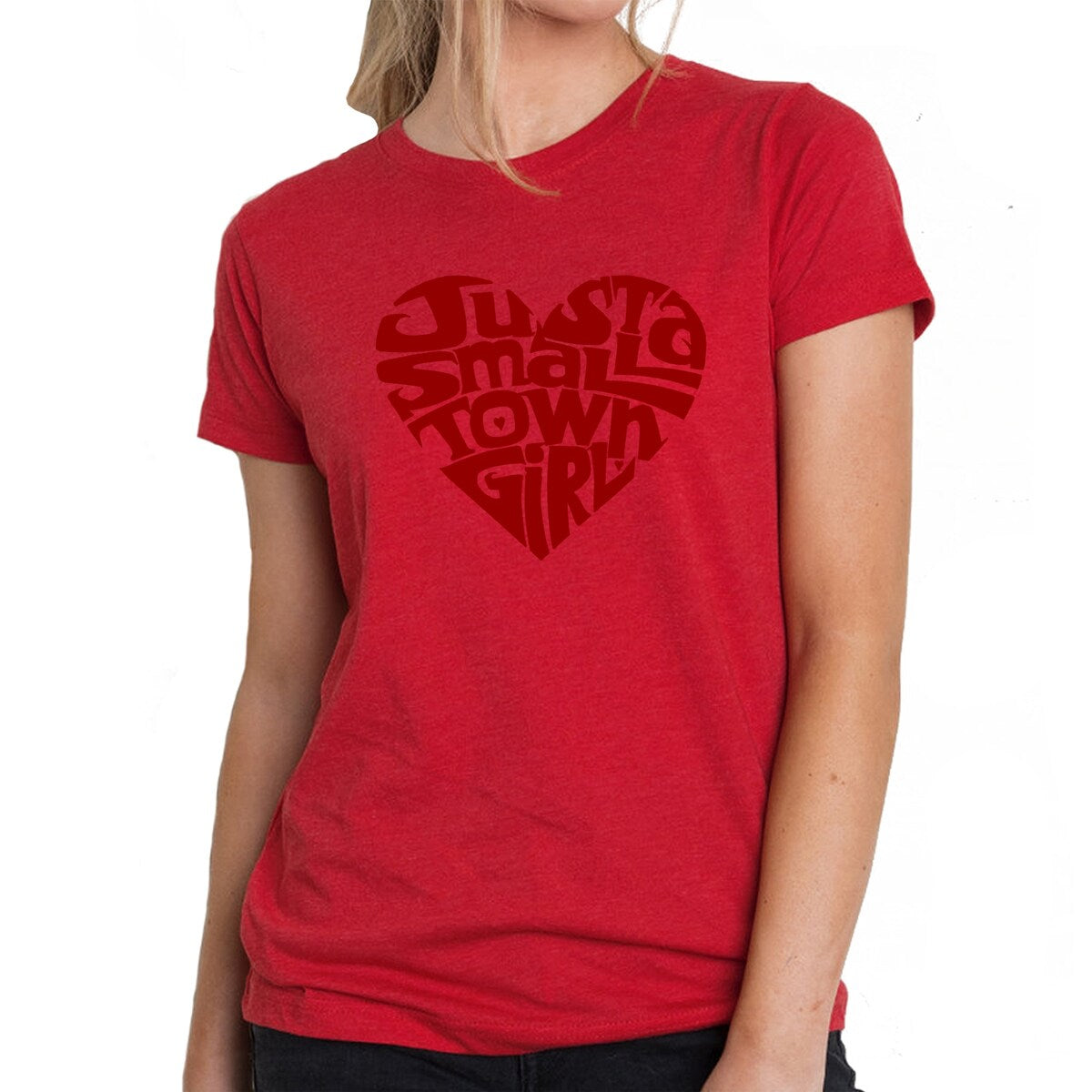 LA Pop Art Women s Premium Blend Word Art T-shirt   Just a Small Town Girl