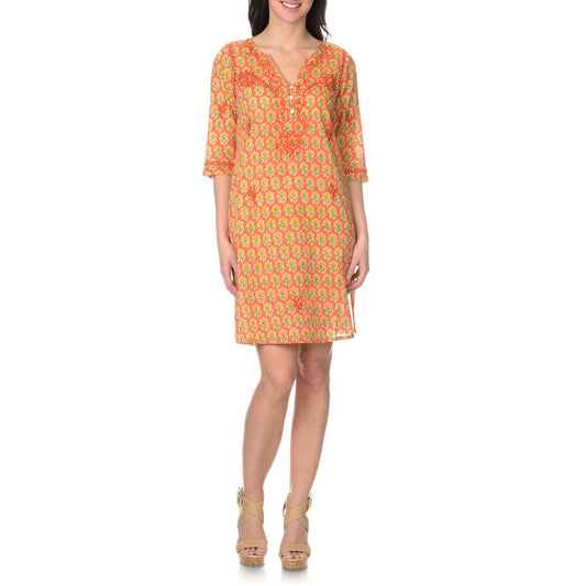 La Cera Women s Embroidered Printed Dress
