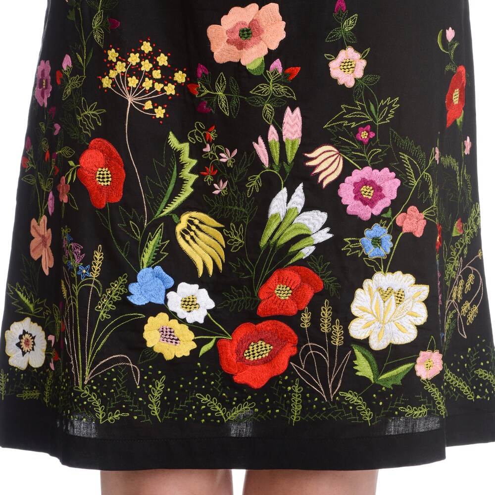 La Cera Women s Floral Embroidered Front Sheath Dress