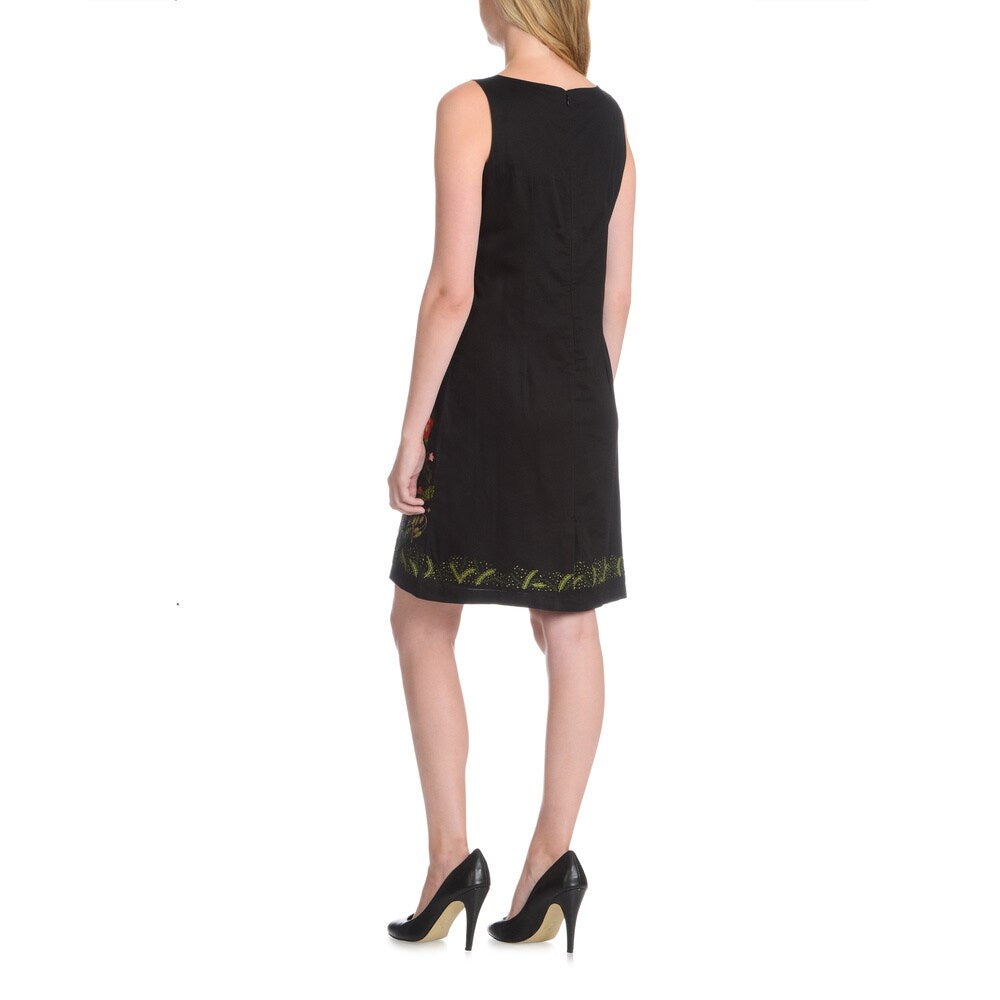 La Cera Women s Floral Embroidered Front Sheath Dress