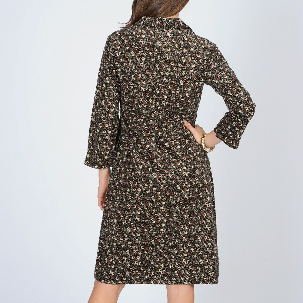 La Cera Women s Floral Print Corduroy Dress