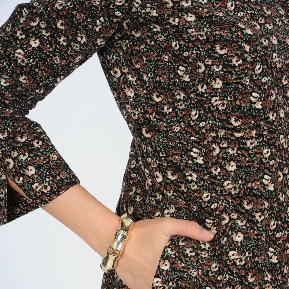 La Cera Women s Floral Print Corduroy Dress