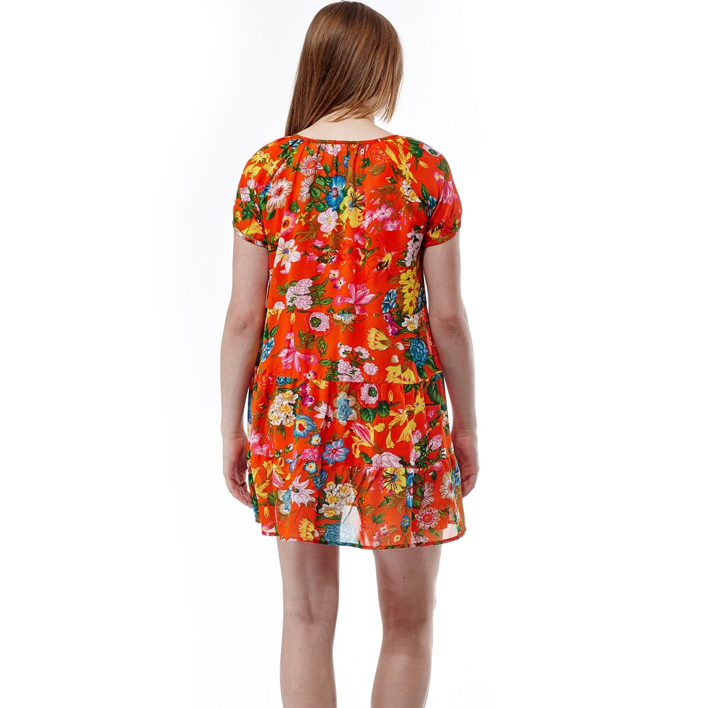 La Cera Women s Floral Print Tiered Short Dress