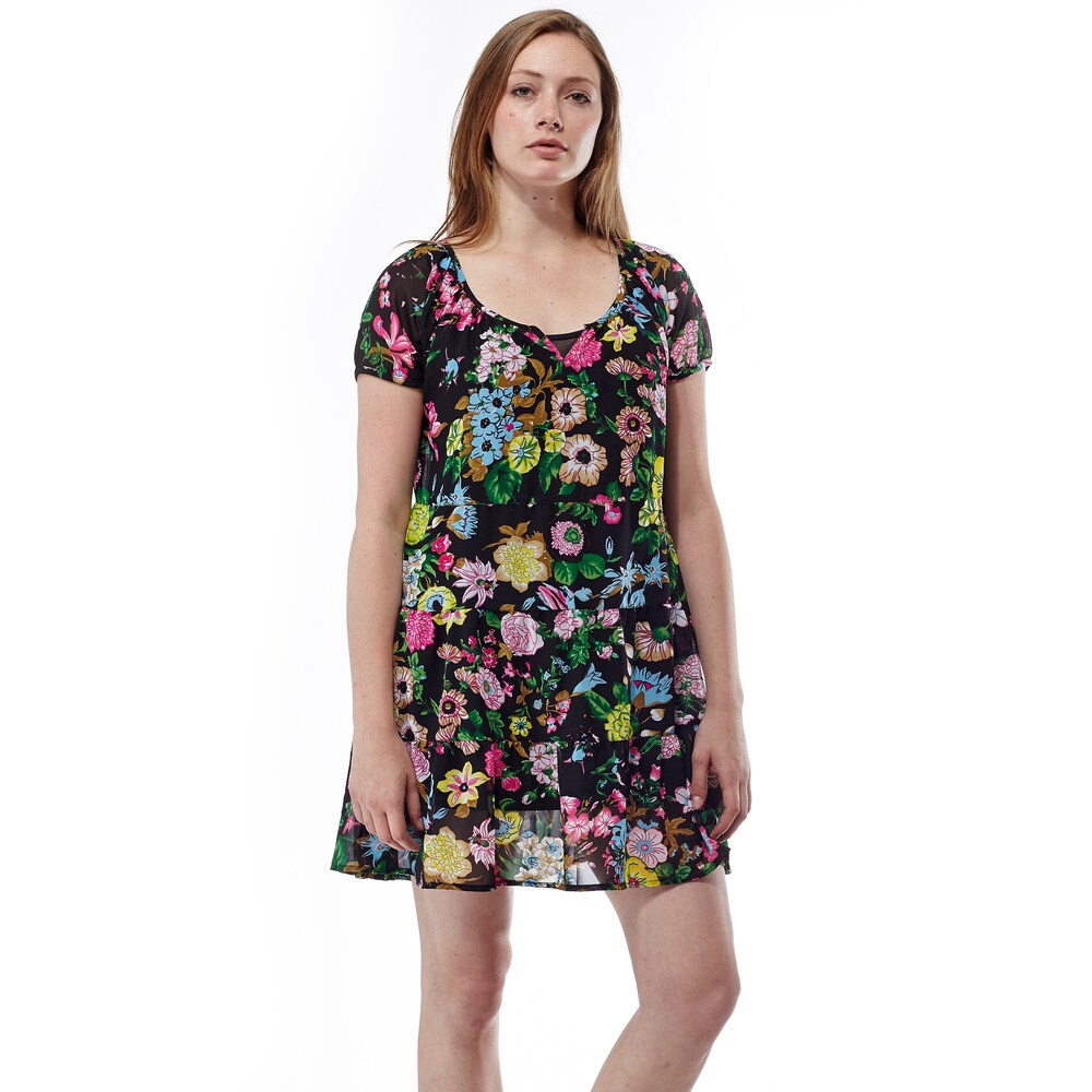 La Cera Women s Floral Print Tiered Short Dress