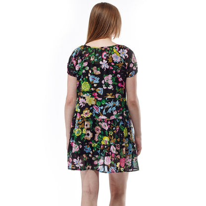 La Cera Women s Floral Print Tiered Short Dress