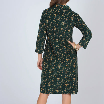 La Cera Women s Hunter Floral Print Corduroy Dress