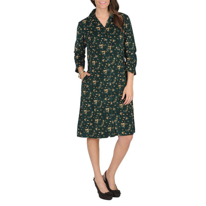 La Cera Women s Hunter Floral Print Corduroy Dress