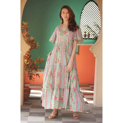 NOVICA Cotton maxi dress Floral Symphony