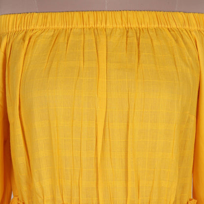 NOVICA Cotton off-shoulder maxi dress Marigold Muse