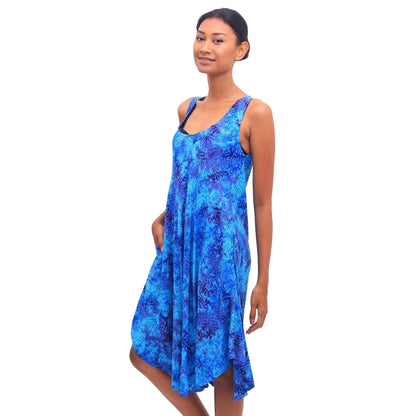 NOVICA Leafy Grove Batik rayon dress
