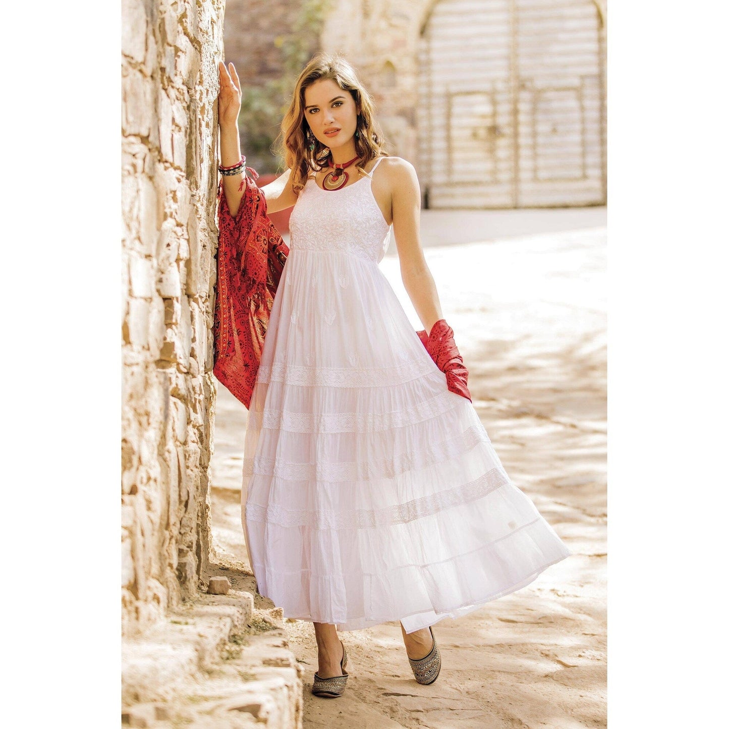 NOVICA Lucknow Summer Cotton maxi dress