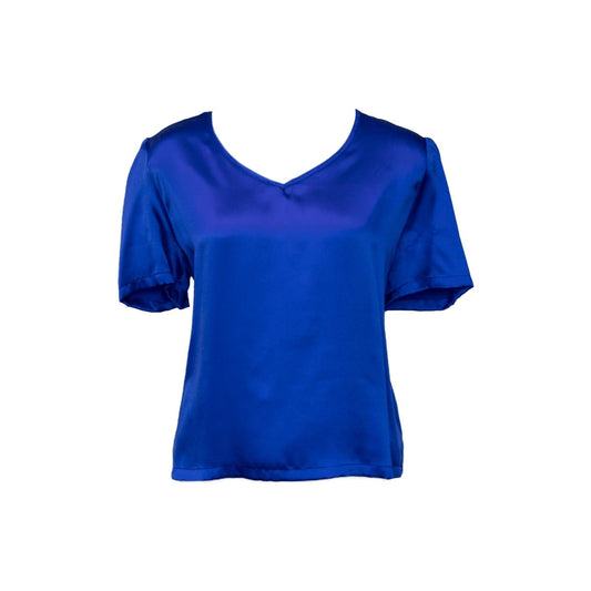 Shining V-Neck Blouse in Blue
