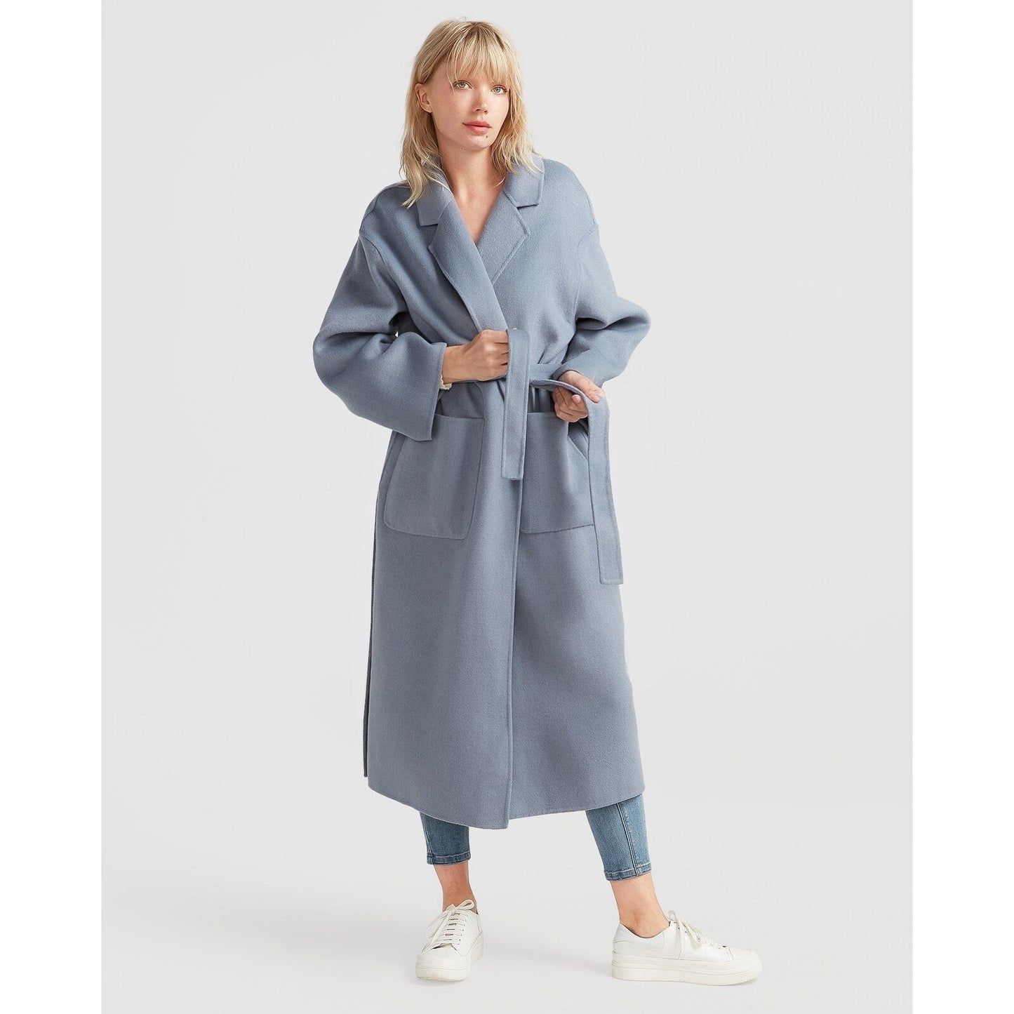 Wide Awake Wool Blend Split Hem Overcoat