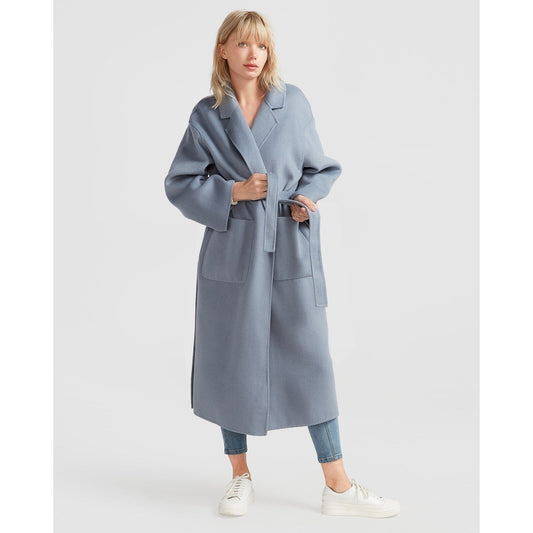 Wide Awake Wool Blend Split Hem Overcoat