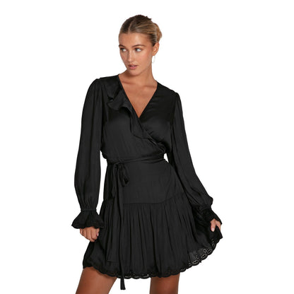 Wild Flower Embroidered Wrap Dress