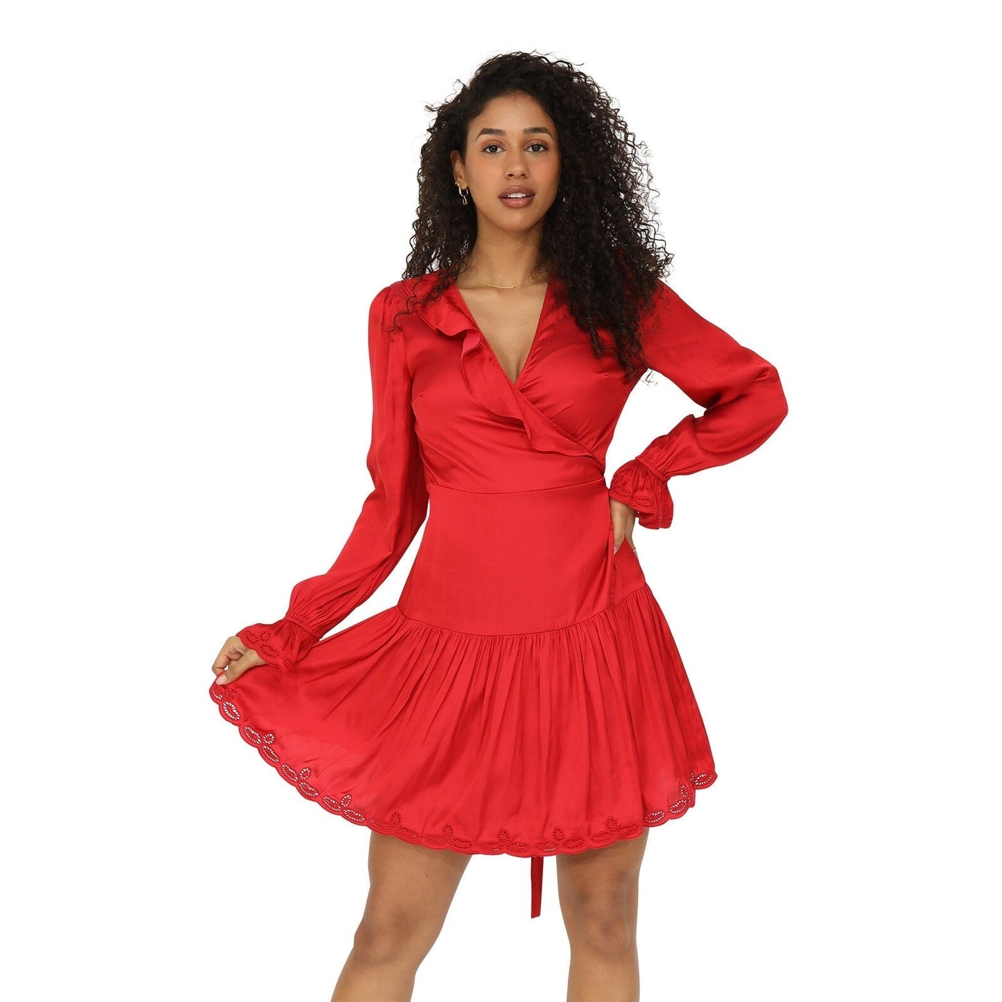 Wild Flower Embroidered Wrap Dress