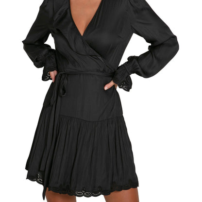 Wild Flower Embroidered Wrap Dress